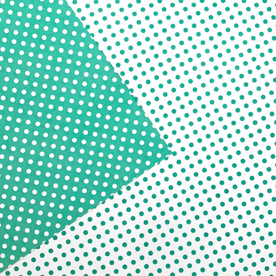 Mint and White Polka Dot Italian Paper ~ Tassotti ~ Reversible Print